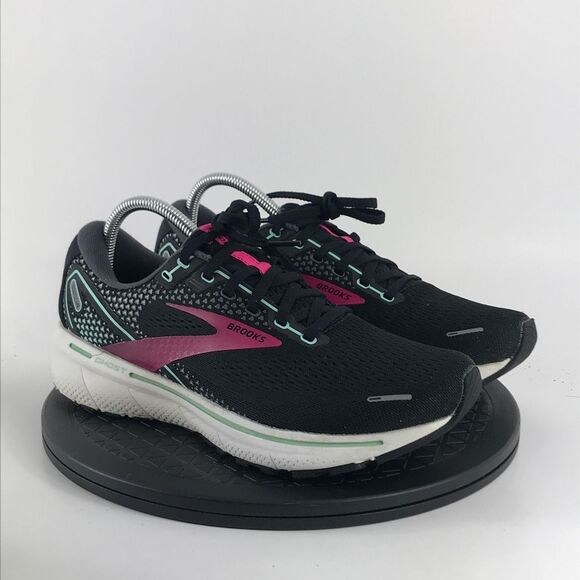 Brooks Ghost 14 Black/Pink Athletic  Running Shoes 1203561B013 Women’s Size 10 - Picture 3 of 12